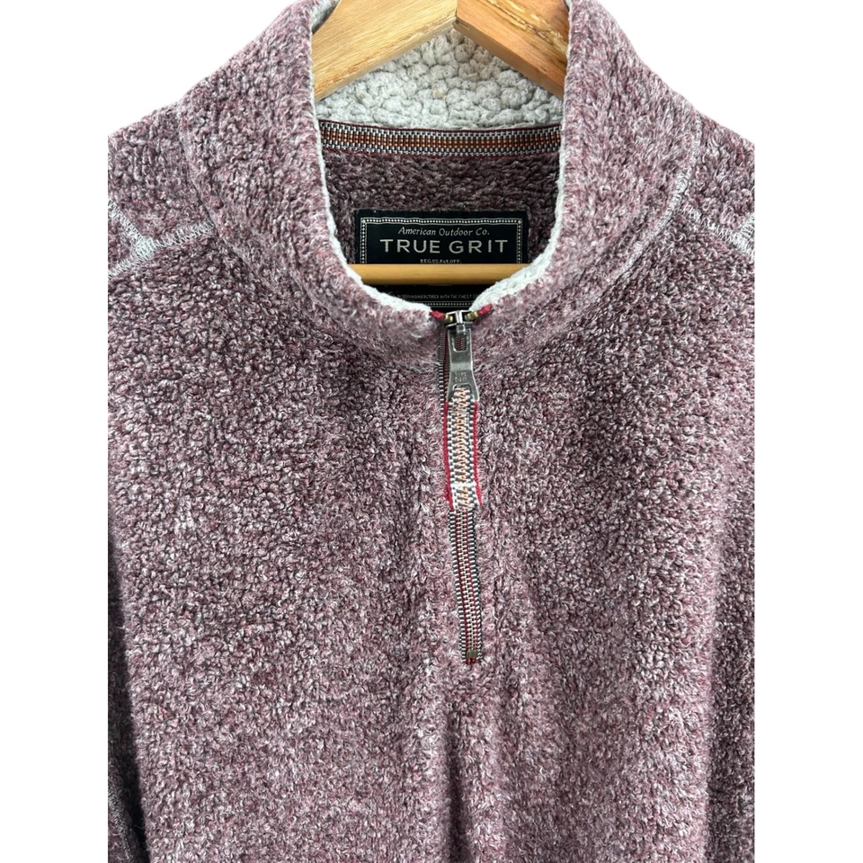 Men's True Grit Fleece Quarter Zip Pullover Sweater XLarge Burgundy Heathered - Image 3 of 4