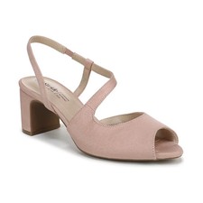Women's LifeStride Theo Peep Toe Pumps True Blush Microsuede
