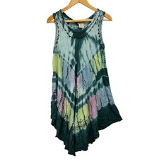 VTG Y2K INGear India Tie Dye Embroidered Resort Umbrella Dress One Size Cruise