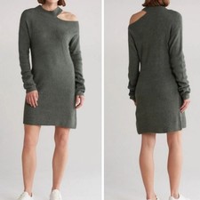 STITCHDROP Knit Cut Out Sweater Dress - Forest Frog Green Size L