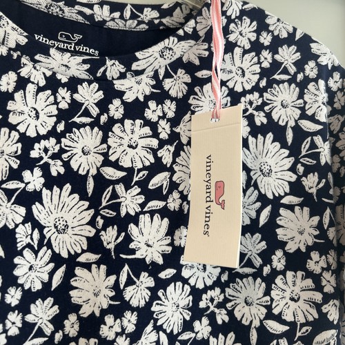 Vineyard Vines Kinder Mädchen Marine Blumen Alltag Kurzarm Jerseykleid XL (16) - Bild 5 von 8
