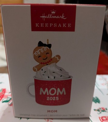 2025 Keepsake MOM Coffee Cup Mug and Gingerbread Hallmark Ornament