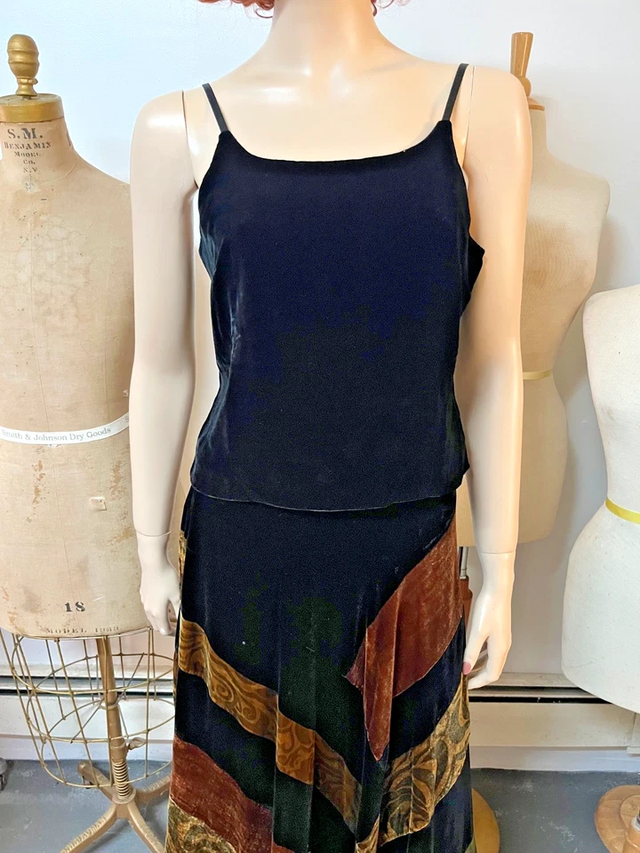 Conjunto de falda y camisola de terciopelo retazos geisha J Peterman vintage talla 6 nuevo con etiquetas Foto 4 de 4