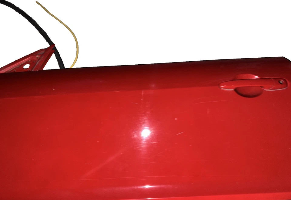 05-09 Ford Mustang cupé carcasa de puerta roja brillante con rayas OEM LH Driver Foto 3 de 4