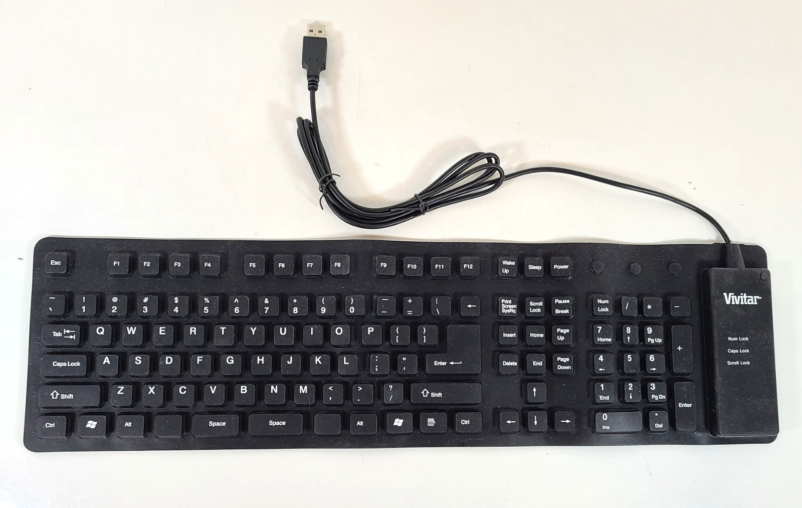 Vivitar Foldable Portable Roll-Up USB 2.0 Keyboard Flexible Rubber Keyboard