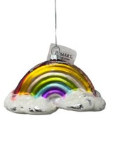 Rainbow Blown Glass Christmas Ornament 2x4  With Silver Rose Gold Foil