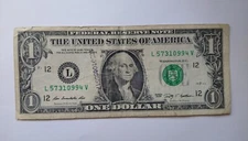 $1 Dollar Note w Number 153910885517 & unreadable Letters Stamp - S/N:L57310994V