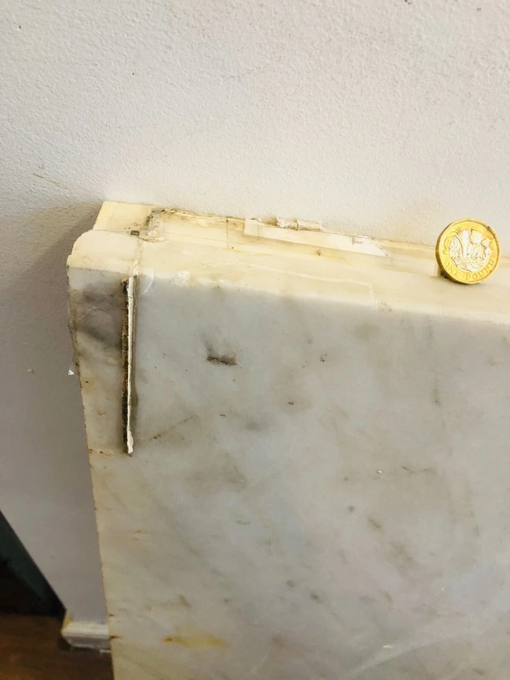White Marble Stone Hearth Has some stains damage Collection Only  ra - Image 4 of 4