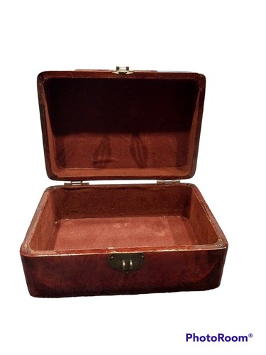 Vtg Painted Wood Box Storage Floral Trinket Keepsake Velvet Lined Hinged 8x 5.5" - Picture 3 of 9