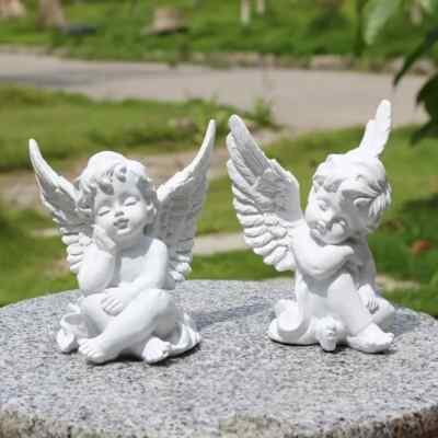 Engelpaar Engel Grabengel Harz Trauerfigur Dekofigur Engel Skulptur Weiß Angel