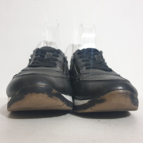 Diana Ferrari Supersoft Shoes Sz 39 Black Leather Sneakers Lace Up Zips Kents - Picture 3 of 15