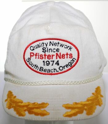 Vintage Pfister Nets Quality Network Since 1974 South Beach Oregon Corduroy Hat