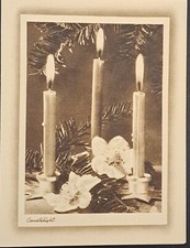 Christmas Card Vintage RR Candlelight Photography Black White Pine Holiday Greet