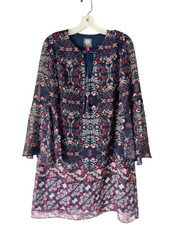 Vince Camuto Paisley Bell Sleeve Boho Shift Dress Size 8