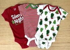 Christmas Themed Bodysuit/ One Piece Lot Of 3 0-3 Months 0154