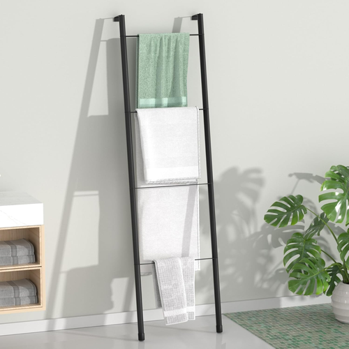 Scala in Metallo Nero, Autoportante, Da Parete, per Bagno, Soggiorno, Cucina, Su - Foto 12 di 12