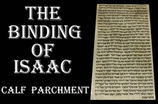 TORAH SCROLL BIBLE MANUSCRIPT FRAGMENT/LEAF 150-200 YRS  "The binding of Isaac"