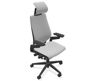 Steelcase Gesture Adj Headrest Task Desk Chair Black Frame Buzz2 Alpine Fabric