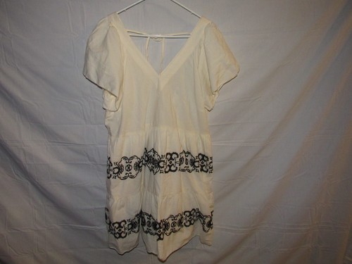 Old Navy Women's White Lined Shift Short Sleeve Tie Pockets Dress Size L NWT