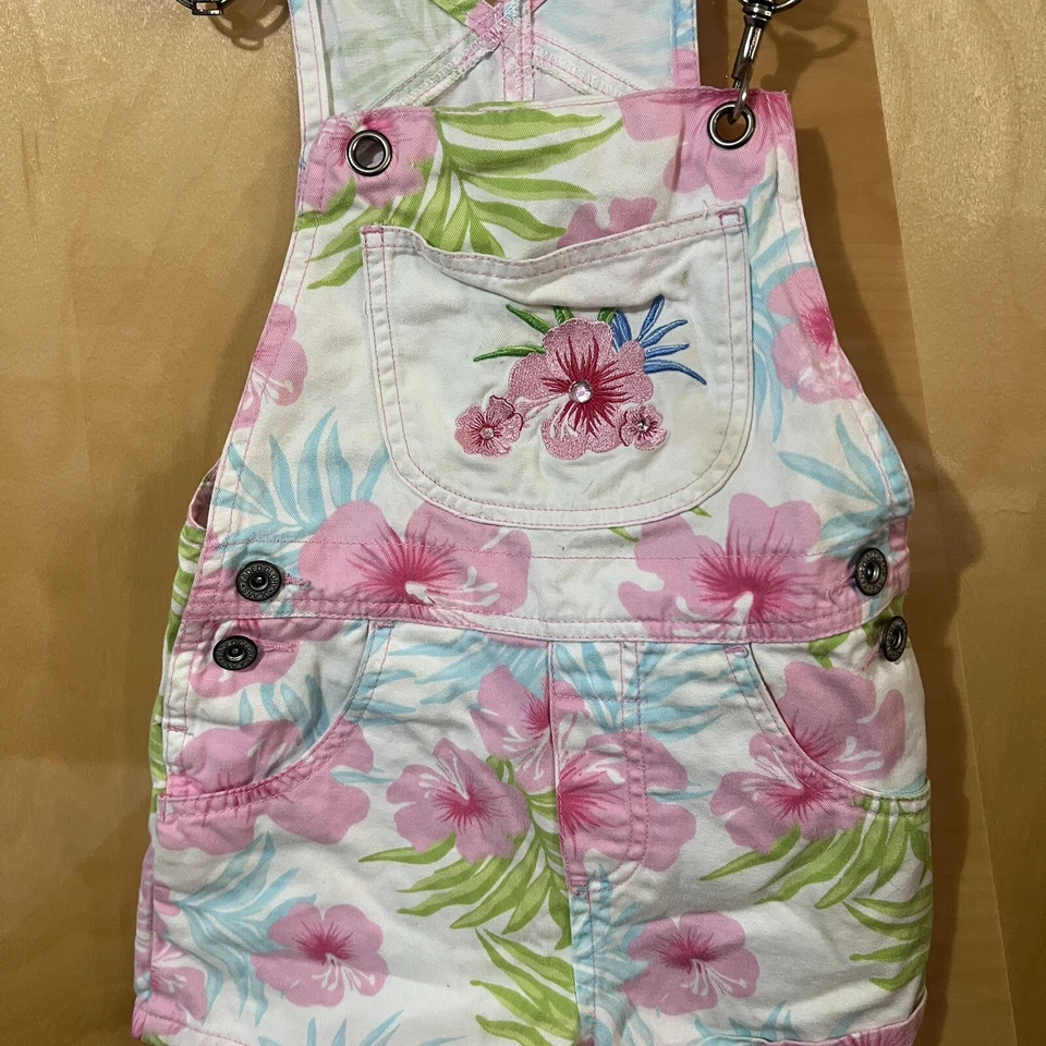 Mono vintage descolorido Glory niñas 4/5 blanco rosa flor hawaiana hibisco niños Foto 3 de 4