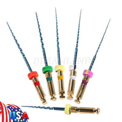 6-Pack Endo Rotary Files, 25mm NiTi Flex Rotary Files For Endodontic Motor, Non-Breakable