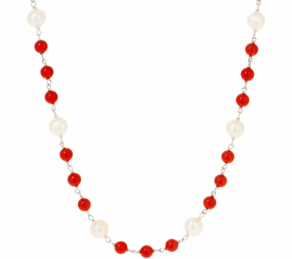 QVC Honora Sterling Silver Cultured Pearl & Gemstone Bead 36" Necklace - Image 4 of 4