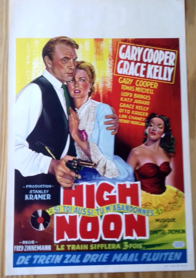 BELGIAN ORIGINAL MOVIE POSTER - LE TRAIN SIFFLERA TROIS FOIS (GARY COOPER) - Photo 1/1