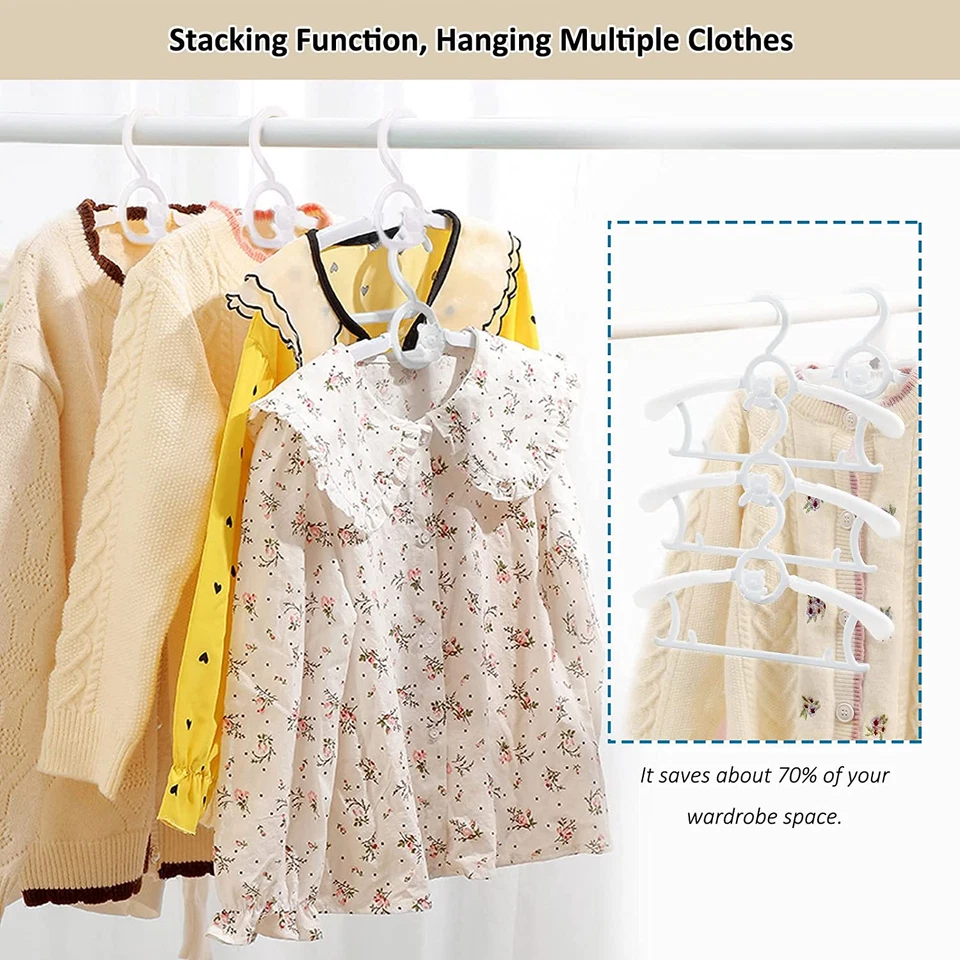 Grucce Appendiabiti per Bambini, Stampelle per L’Armadio Neonato, Bianco, 20pz - Immagine 2 di 4