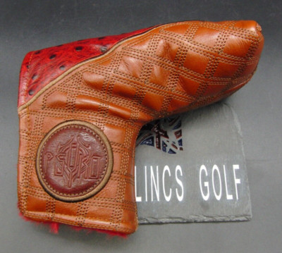 Luxus PSYKO GOLF Straußen-Effekt Echtleder Putter Head Cover