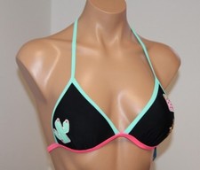 NWT California Waves Swimsuit Bikini Bra Top Sz M Push-up Black Strap