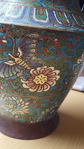Chinese Ming Dynasty painted enamel painted bronze vase 明代画珐琅彩铜花瓶 j1 - Picture 6 of 11