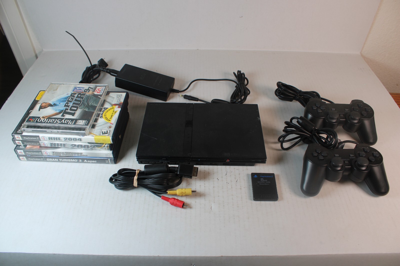 Sony PS2 Slim SCPH-77001 Bundle with 5 Games 2 Controllers Memory Card