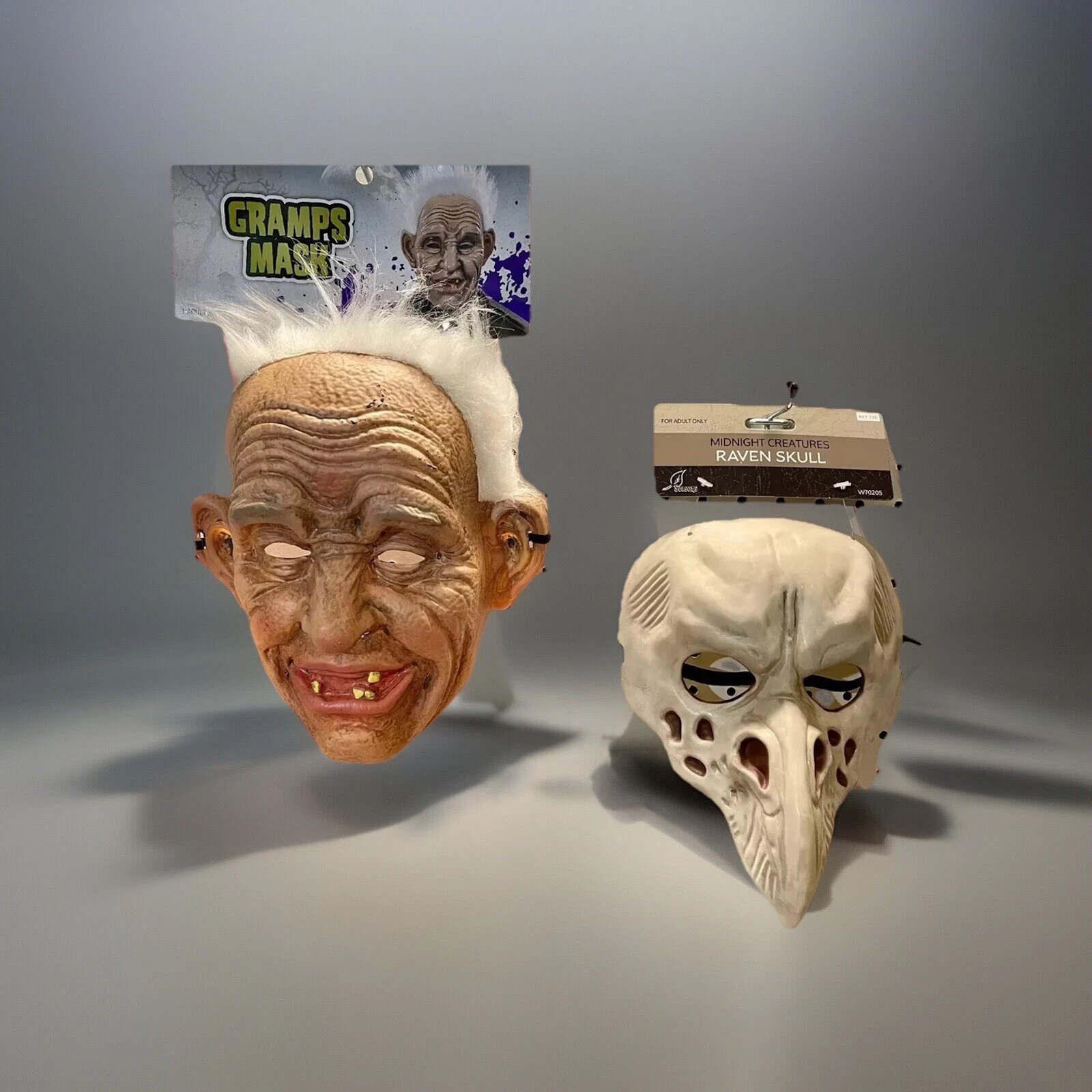 New Seasons Midnight Creatures Raven Skull ☠️& Grampy Halloween Mask Lot Scary