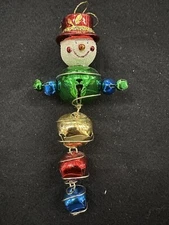Jingle Bell Snowman Plastic Head 6” Christmas Ornament