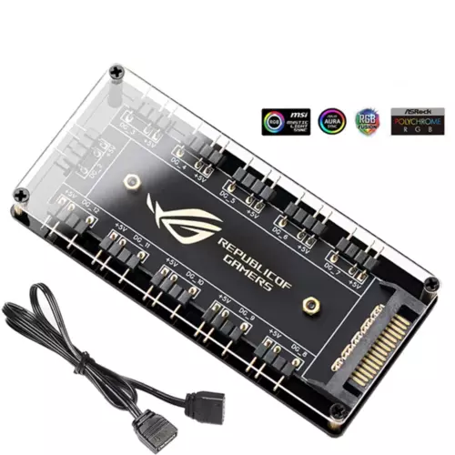 ARGB Splitter Hub 3 Pin ARGB Fan Hub 5V PC ARGB Splitter Hub 11 Port Addressable