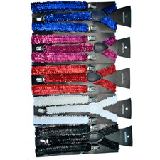 Men Sequin Braces Adjustable Suspender Glitter Sparkly Party Fancy Dress New
