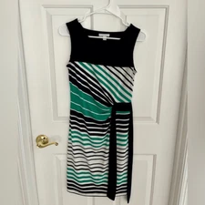 New York & Company Sheath Dress Size XS Stripes Workwear Business Casual Green