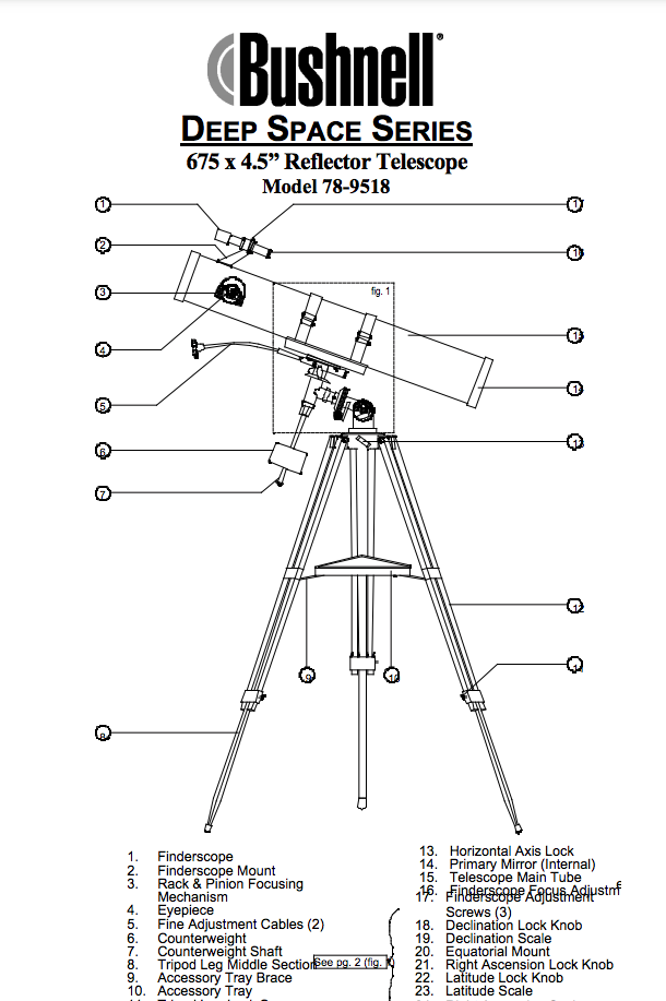 Bushnell 789518 Deep Space 675 x 4.5Inch Reflector Telescope