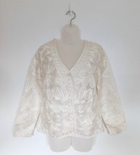 Dash Bolero Jacket Size 12 Womens Cream Floral Embroidered Mesh Button Wedding