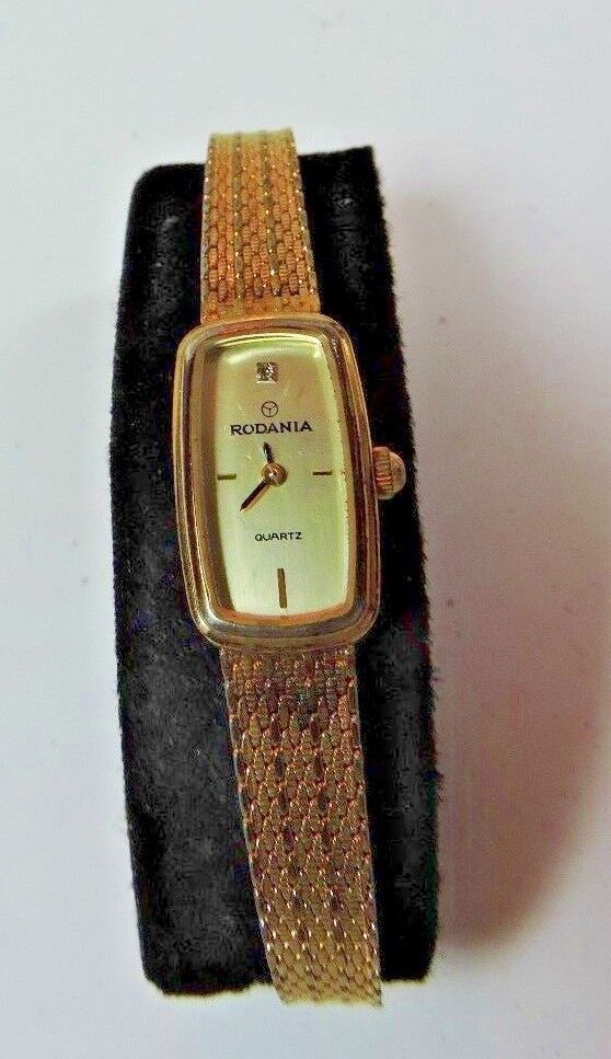 Vintage RODANIA Yellow Gold SS Quartz Women's Dress Mesh Vintage RODANIA Yellow Gold SS Quartz Women's Dress Mesh
