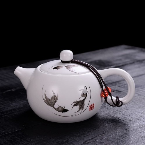 Porzellan Teekanne, 6 Unzen Teekanne weiß chinesisches Gongfu Teeservice - Bild 16 von 26