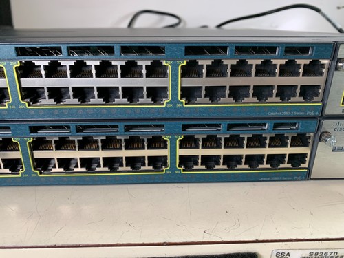 LOT OF 2: CISCO CATALYST 3560X GBE SWITCH WS-C3560X-48P-S w/ (1x) C3KX-NM-1G - Picture 3 of 10