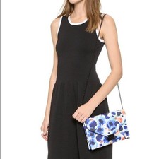 Loeffler Randall Ink Floral Lock Clutch CrossBody HandBag, ONE SIZE
