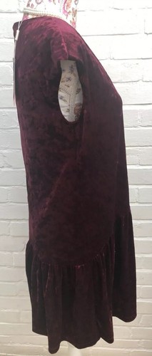 Monsoon Fusion Dress Burgundy Wine Velvet UK 10 EUR 38 Drop Waist Party Festival - Picture 3 of 8