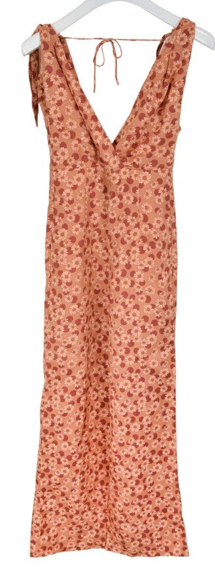 Tuta Estiva Donna Senza Maniche Con Tasche - Scollo A V, Corta, Caramello, Taglia M