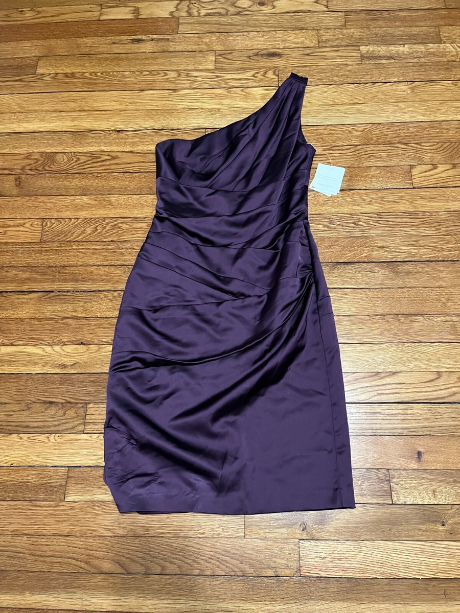 David's Bridal Cold Shoulder Dress Bridesmaid Gown Plum Purple Womens Size  4 NWT | eBay