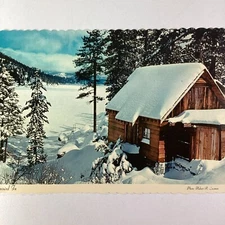 California Postcard Mid 1900s Snowed In Lodge Hubert Lowman