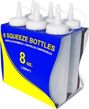 26115 Squeeze Bottles, Plastic, 8 Oz, Clear, Pack of 6