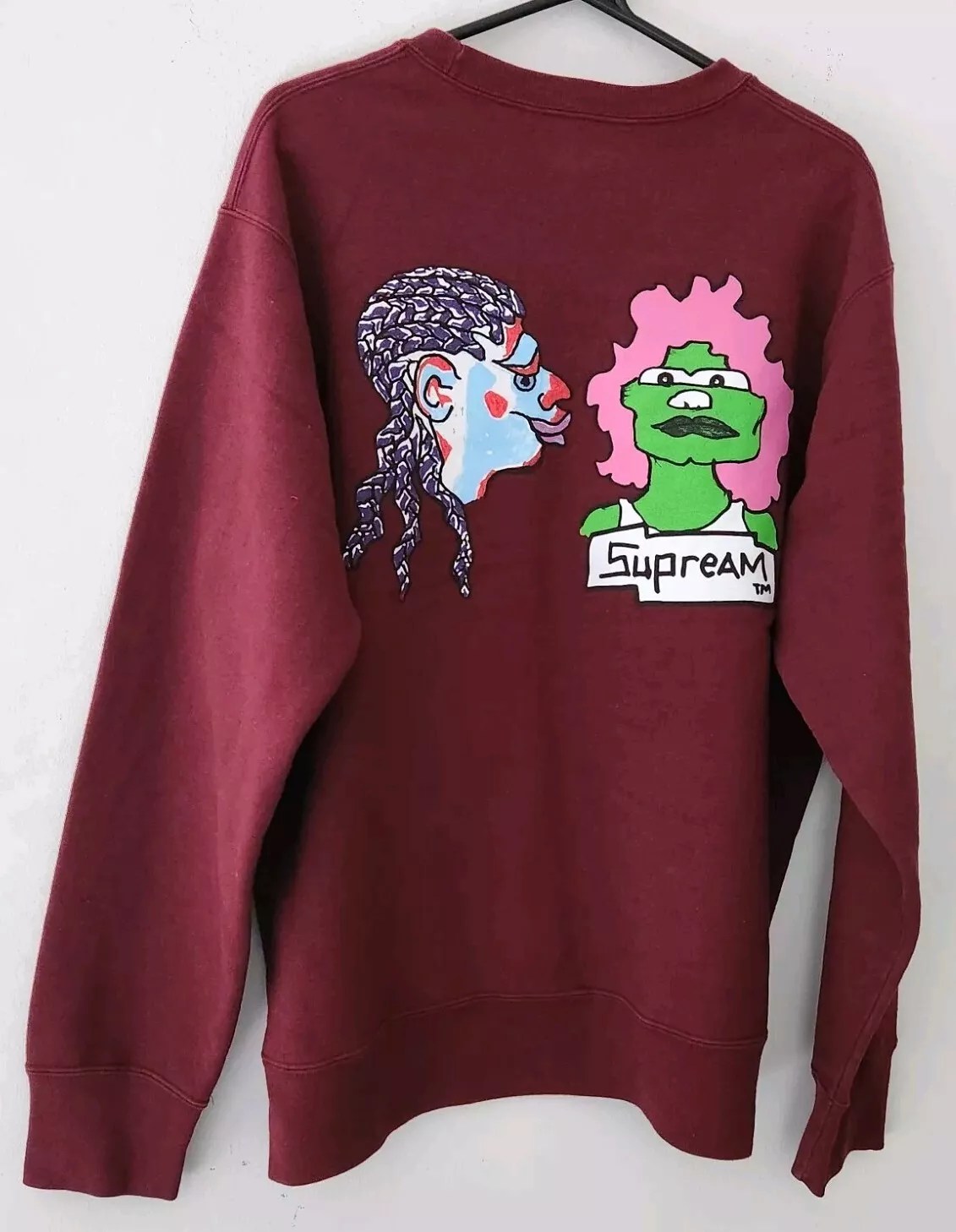 FW17 Supreme Gonz Têtes Bordeaux Ras Du Cou Taille L Sweat Mark Gonzales