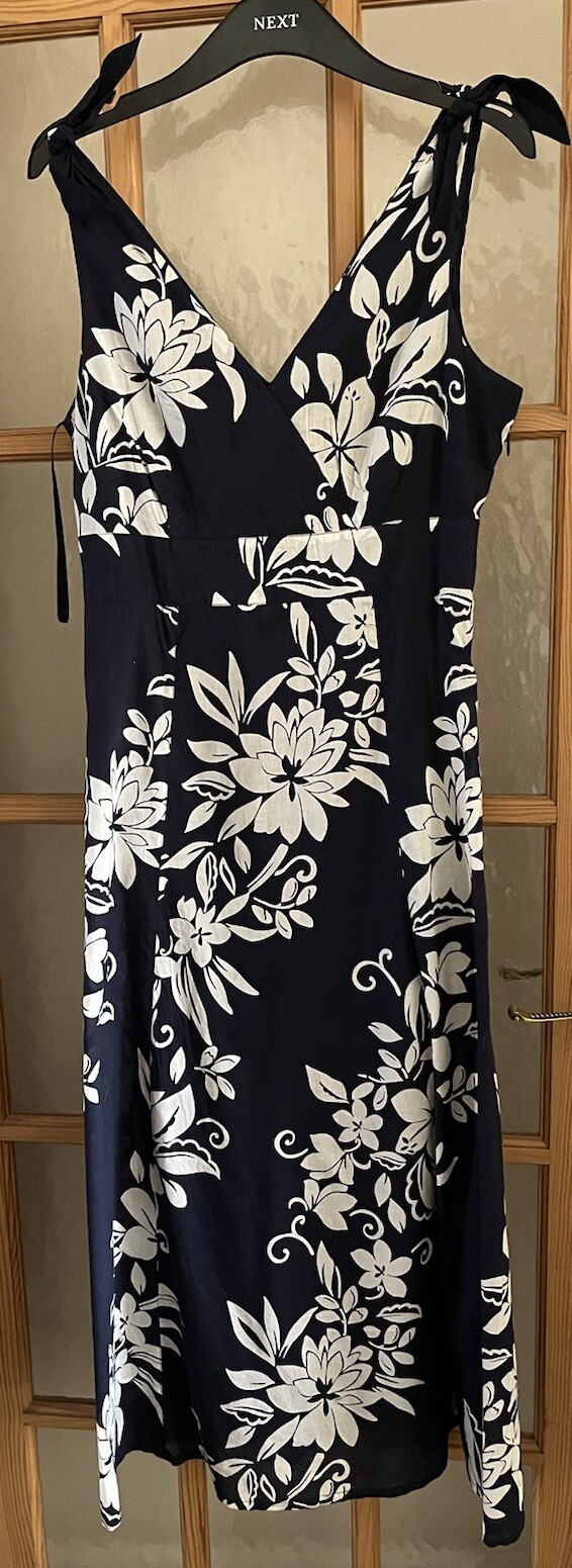 Ladies Navy & White Lined Sundress. 14. MonsoonSundress.-image